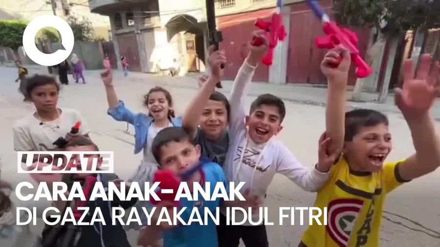 Keceriaan Anak-anak di Gaza, Rayakan Idul Fitri di Tengah Puing Bangunan