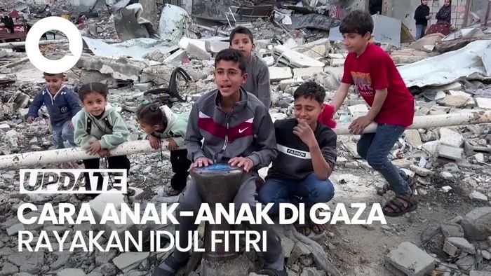 Potret Anak-anak di Gaza Rayakan Idul Fitri di Tengah Perang