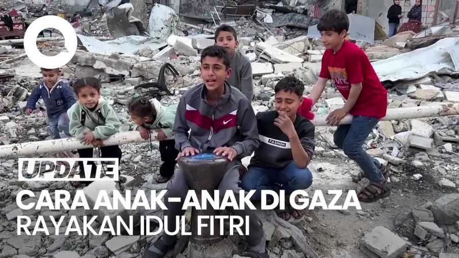 Potret Anak-anak di Gaza Rayakan Idul Fitri di Tengah Perang
