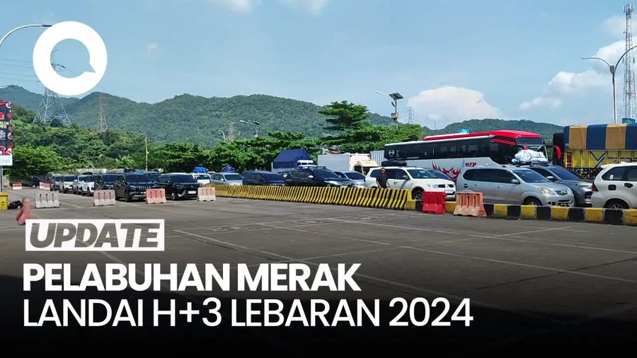 H+3 Lebaran 2024, Aktivitas Kendaraan di Pelabuhan Merak Landai