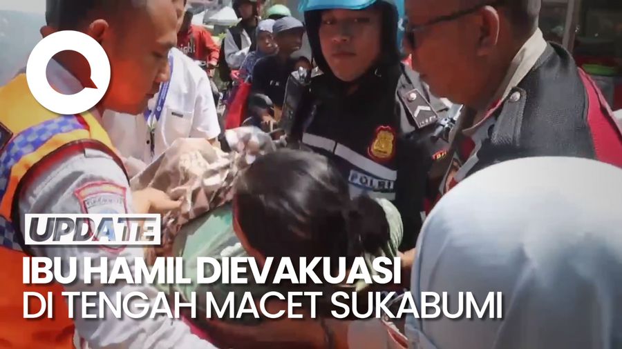 Aksi Personel Pos PAM Evakuasi Ibu Hamil di Tengah Macet Sukabumi