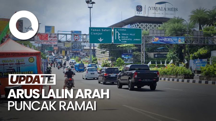 Situasi Lalin di Simpang Gadog Arah Puncak Ramai Lancar