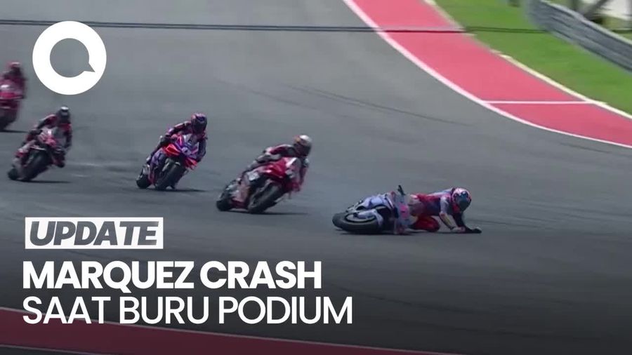 Detik-detik Marquez Crash Saat Pimpin Balapan MotoGP AS