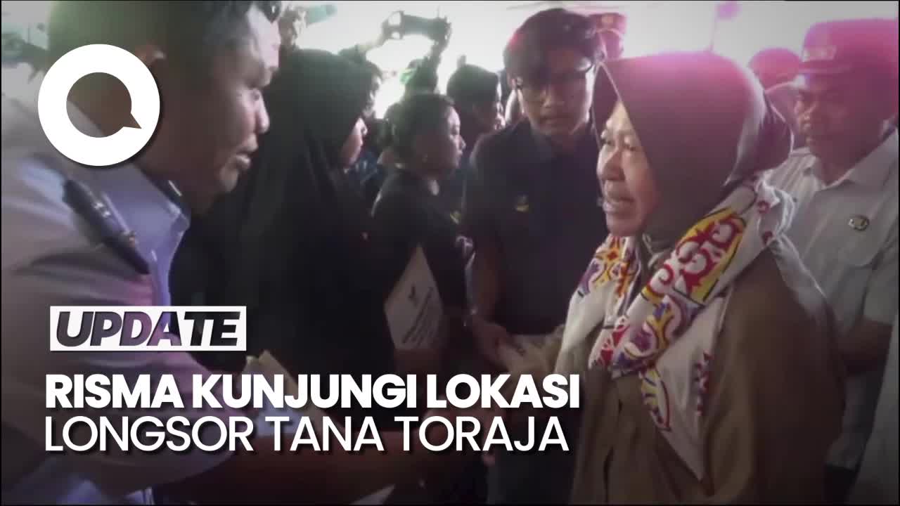 Mensos Risma Tinjau Lokasi Longsor Tana Toraja Salurkan Santunan