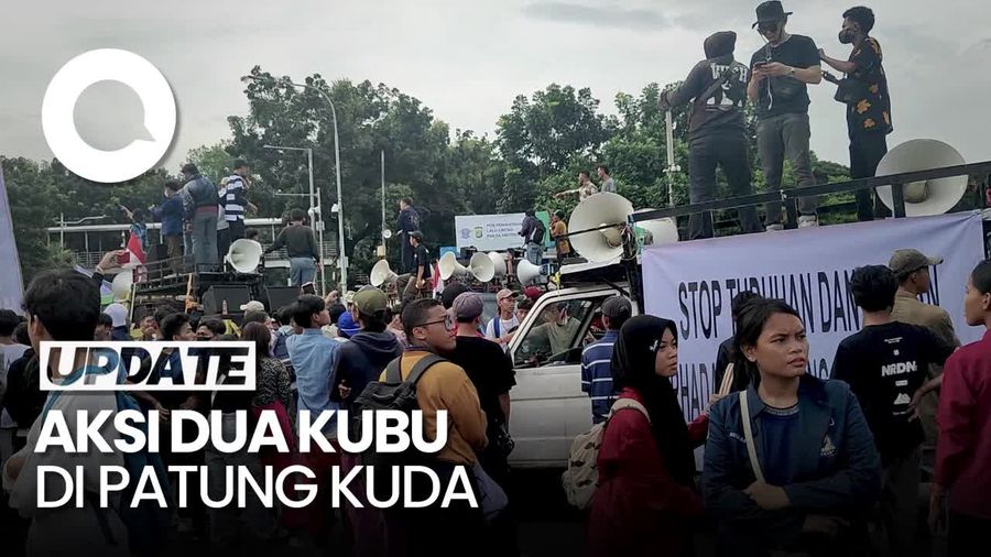 Massa Pendukung 02 Tiba di Patung Kuda, Minta MK Tak Diintervensi