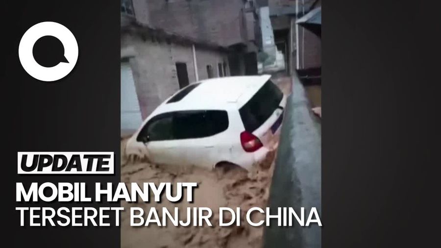 Penampakan Banjir Terjang Permukiman di Guangdong China