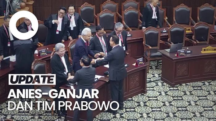 Momen Anies-Ganjar Sapa Tim Prabowo-Gibran Jelang Putusan MK