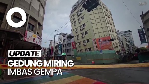 Kondisi Gedung Miring Nyaris Ambruk Imbas Gempa Taiwan