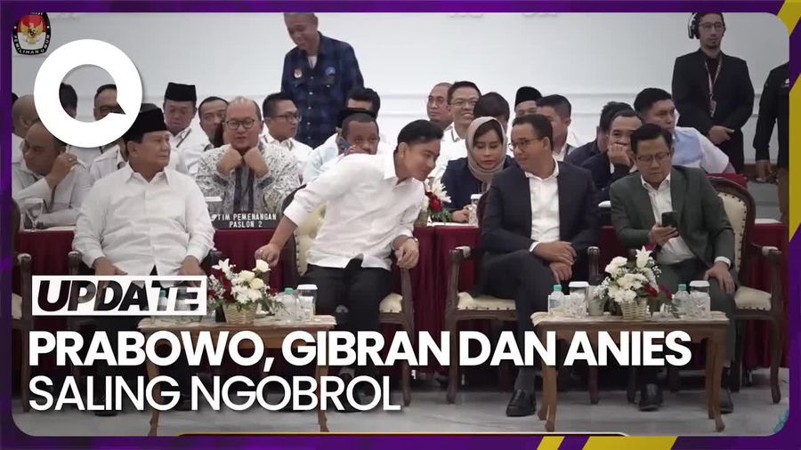Bikin Adem! Prabowo, Gibran dan Anies Ngobrol saat Sidang Penetapan Presiden 