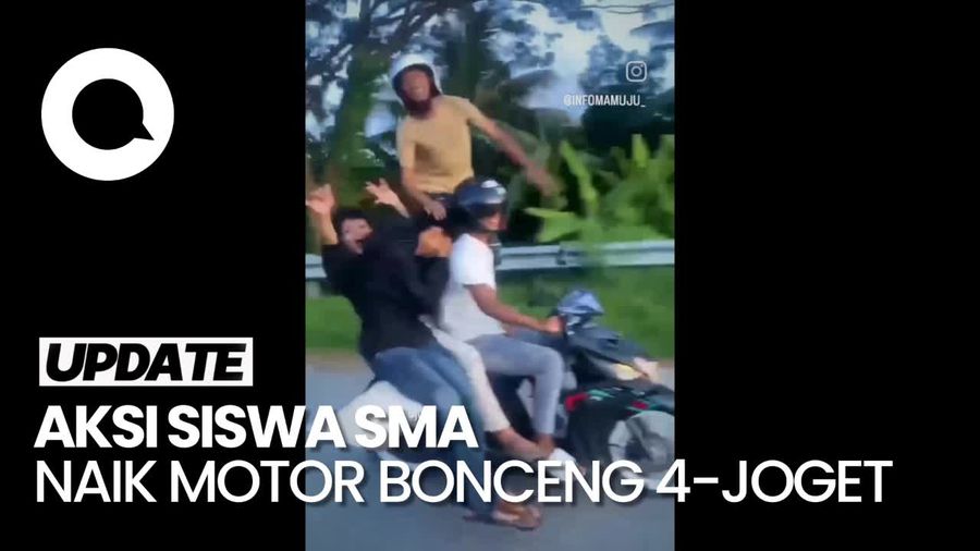 Heboh Aksi Siswa SMA Naik Motor Bonceng 4 Sambil Joget di Mamuju