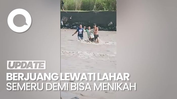 Perjuangan Penghulu-Mempelai Pria Terjang Aliran Lahar Semeru