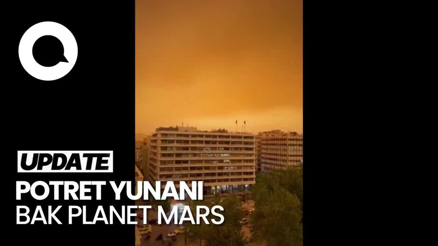 Penampakan Langit Yunani Jadi Oranye Karena Debu Gurun Sahara