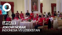 Momen Jokowi Nobar Laga Indonesia Vs Uzbekistan di Istana