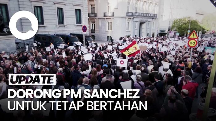 Penampakan Ribuan Pendukung PM Sanchez Unjuk Rasa di Madrid