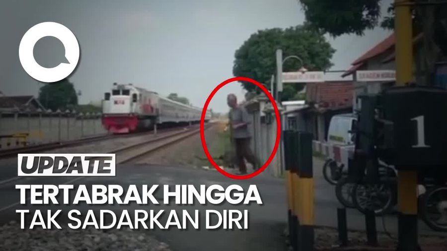 Duh! Terobos Palang Perlintasan, Kakek di Sragen Tertabrak KA