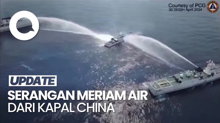 ZEE Memanas, Kapal China Kembali Tembakkan Meriam Air ke Kapal Filipina