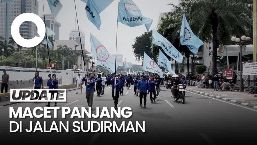 Ada Demo Buruh, Jalan Jenderal Sudirman Arah Bundaran HI Macet 3 Km