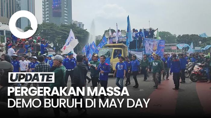 Massa Demo Buruh Bergerak dari Medan Merdeka ke Bundaran HI dan Senayan