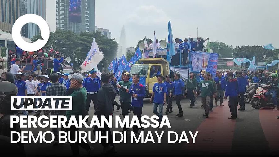 Massa Demo Buruh Bergerak dari Medan Merdeka ke Bundaran HI dan Senayan