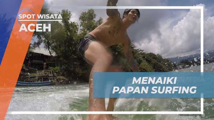 Sensasi Mencoba Bermain Wakeboarding di Muara Krueng Raba, Aceh