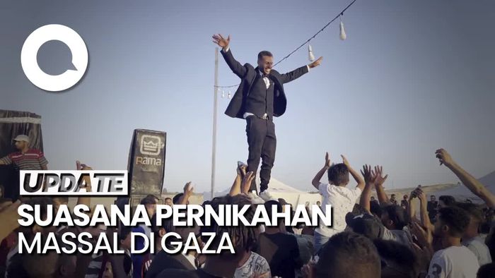 Warga Gaza Gelar Pernikahan Massal di Tengah Kamp Pengungsian