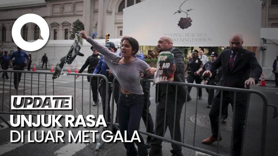 Detik-detik Pengunjuk Rasa Pro-Palestina Ditangkap di Luar Met Gala