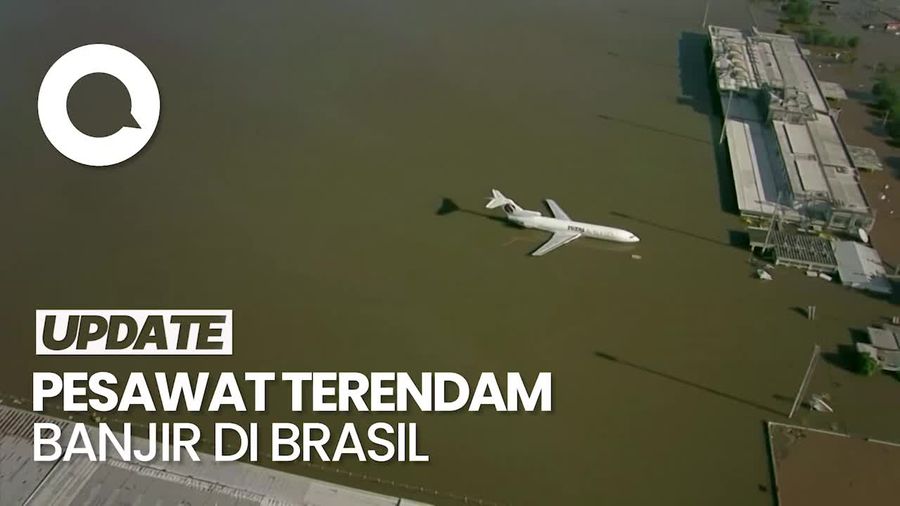 Penampakan Pesawat Terendam Banjir di Bandara Porto Alegre Brasil