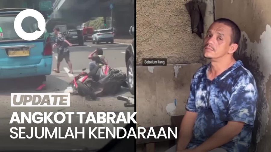 Detik-detik Angkot Ugal-ugalan Tabrak Sejumlah Kendaraan di Ciracas
