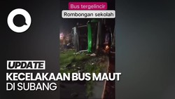 Penampakan Bus Terguling di Subang, Ada Korban Tewas