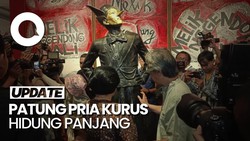 Momen Megawati Diajak Lihat Patung Pria Kurus Hidung Panjang di Pameran Butet