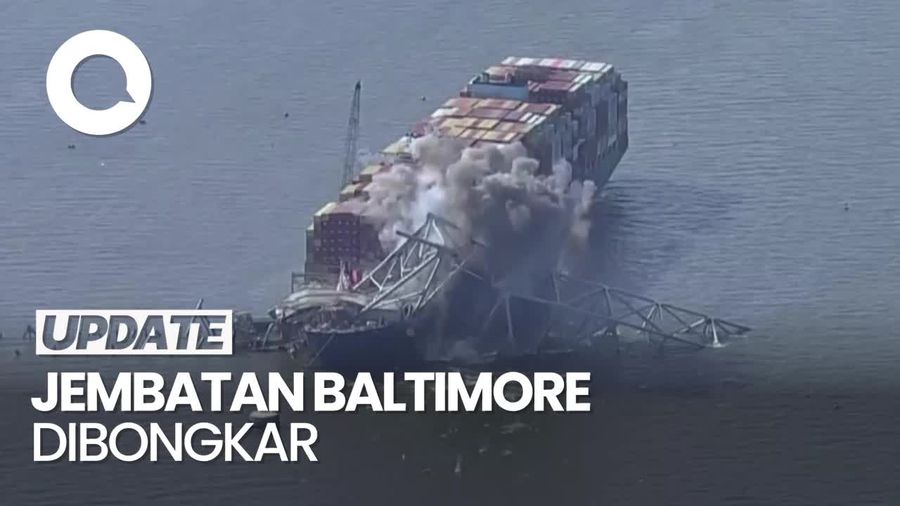 Jembatan Baltimore yang Rusak Ditabrak Kapal Kini Dibongkar Pakai Peledak