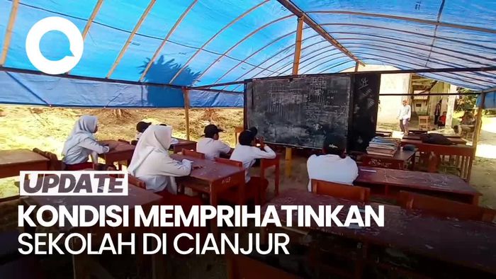 Pilu Siswa SD di Cianjur, Belajar di Tenda Gegara RUang Kelas Ambruk