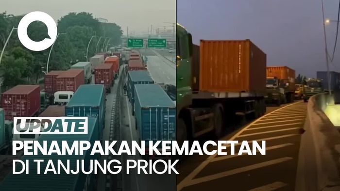 Penampakan Kemacetan di Tanjung Priok Gegara Gerbang Pelabuhan Bermasalah