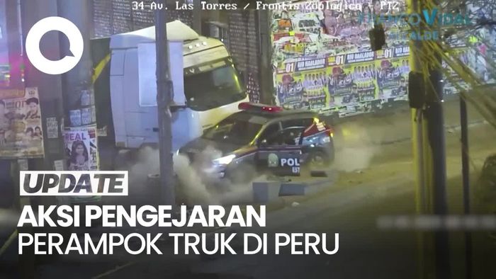 Dramatis! Aksi Polisi Peru Kejar Perampok Truk Tronton