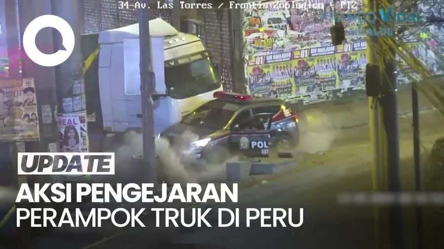 Dramatis! Aksi Polisi Peru Kejar Perampok Truk Tronton