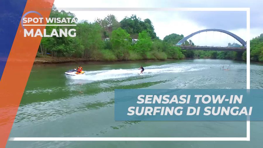 Sensasi Menegangkan Tow-in Surfing di Sungai Ungapan Kota Malang