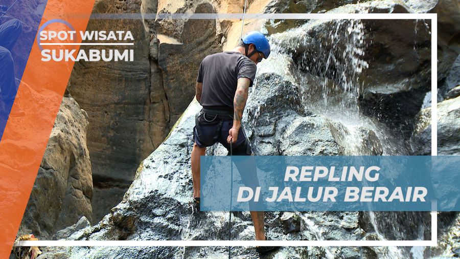 Sensasi Menuruni Tebing Air Terjun Cimarinjung di Jalur Berair, Sukabumi