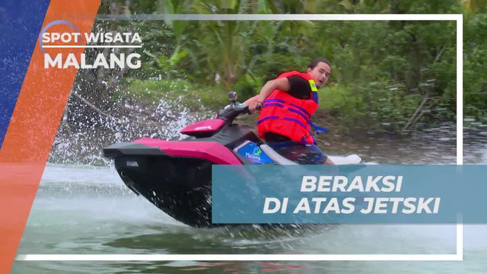Beraksi Seru Dengan Jetski di Sungai Ungapan Kota Malang