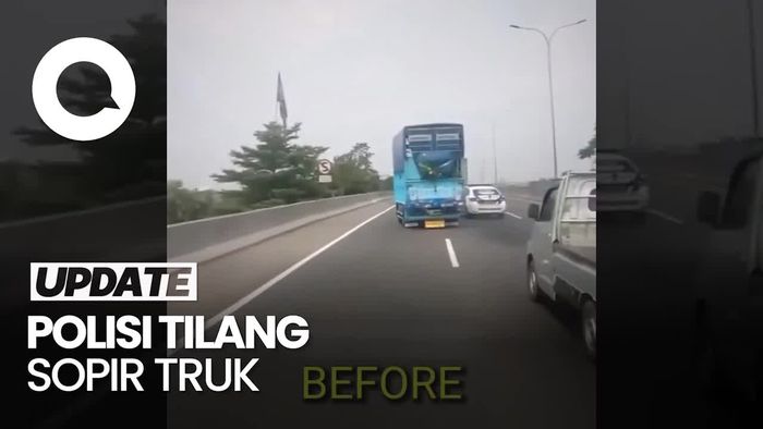 Momen Polisi Kejar Sopir Truk yang Ugal-ugalan di Tol Jatiasih Bekasi
