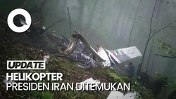 Penampakan Helikopter Presiden Iran Ebrahim Raisi Hancur Terbakar