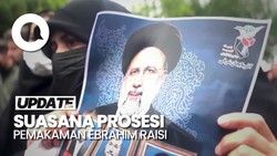 Pelayat Penuhi Jalanan Iran Saat Prosesi Pemakaman Presiden Ebrahim Raisi