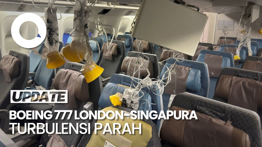 Penampakan Kabin Pesawat Boeing 777 London-Singapura Turbulensi Parah
