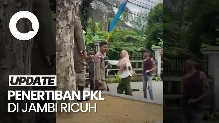 Ricuh Penertiban PKL oleh Satpol PP di Jambi
