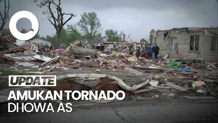 Penampakan lowa AS Porak-poranda Dilanda Tornado