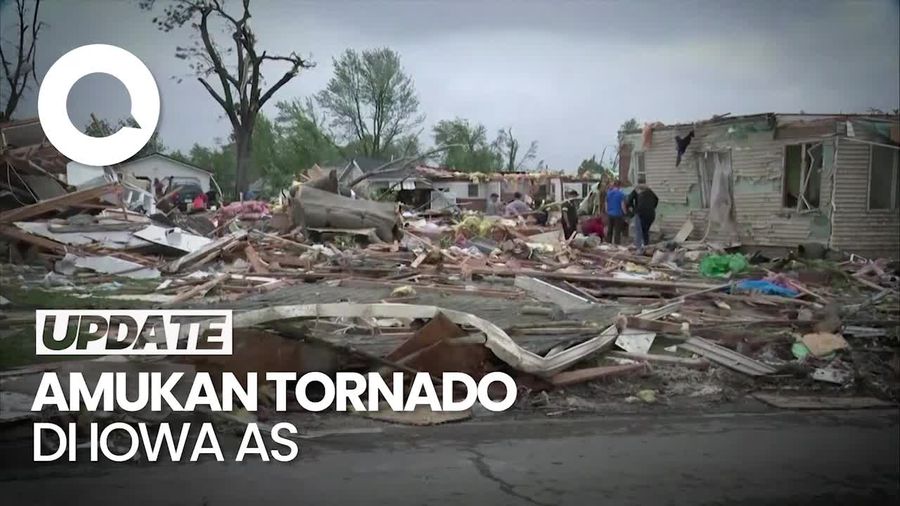 Penampakan lowa AS Porak-poranda Dilanda Tornado