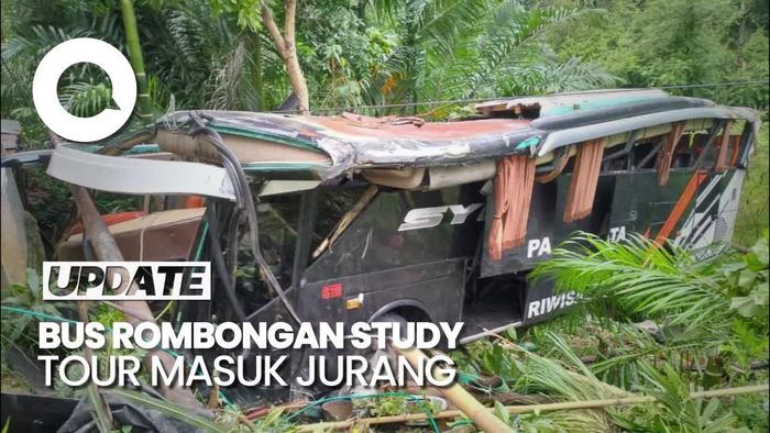 Bus Rombongan Study Tour Masuk Jurang di Lampung, 6 Orang Terluka