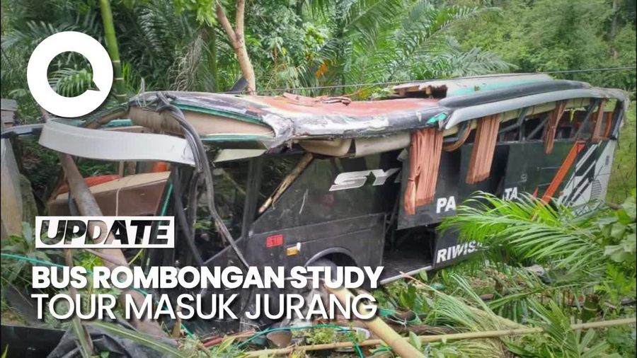 Bus Rombongan Study Tour Masuk Jurang di Lampung, 6 Orang Terluka