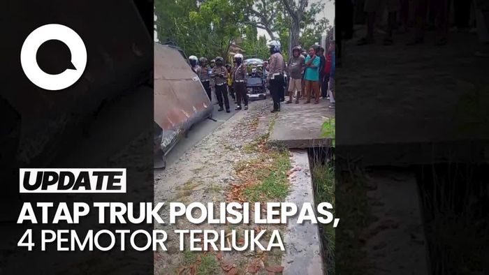 4 Pemotor Terluka gegara Atap Truk Polresta Gorontalo Terlepas