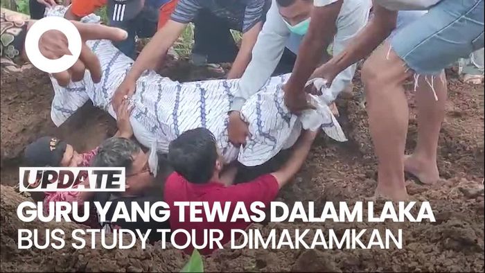 Momen Pemakaman Guru SMP di Malang yang Tewas Dalam Laka Bus Study Tour