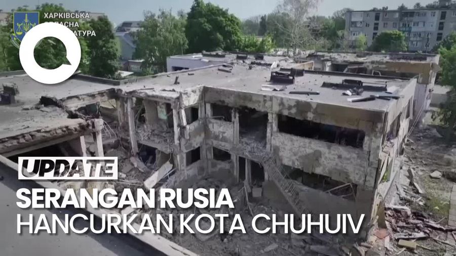 Penampakan Bangunan di Chuhuiv Ukraina Hancur Seusai Serangan Rusia